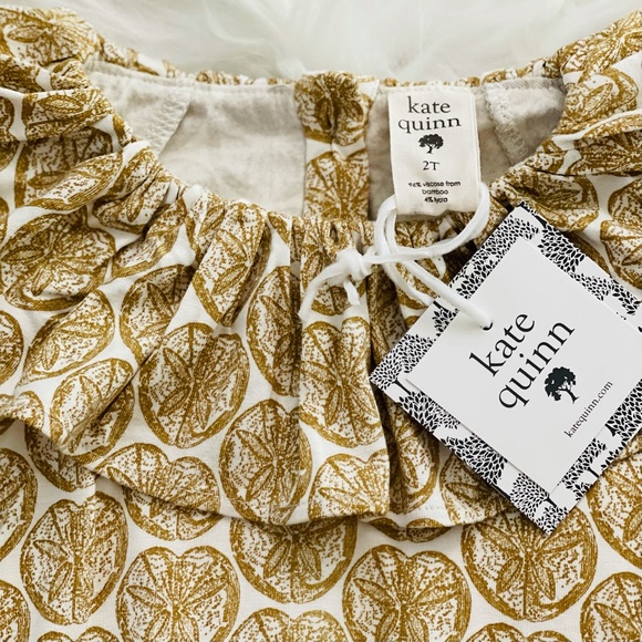 Kate Quinn Short Sleeve Ruffle Neck Dress - Sand Dollar, Size 2T - Picture 4 of 7